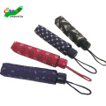 3 fold cheapest wholesale price block dot pattern blue pongee umbrella